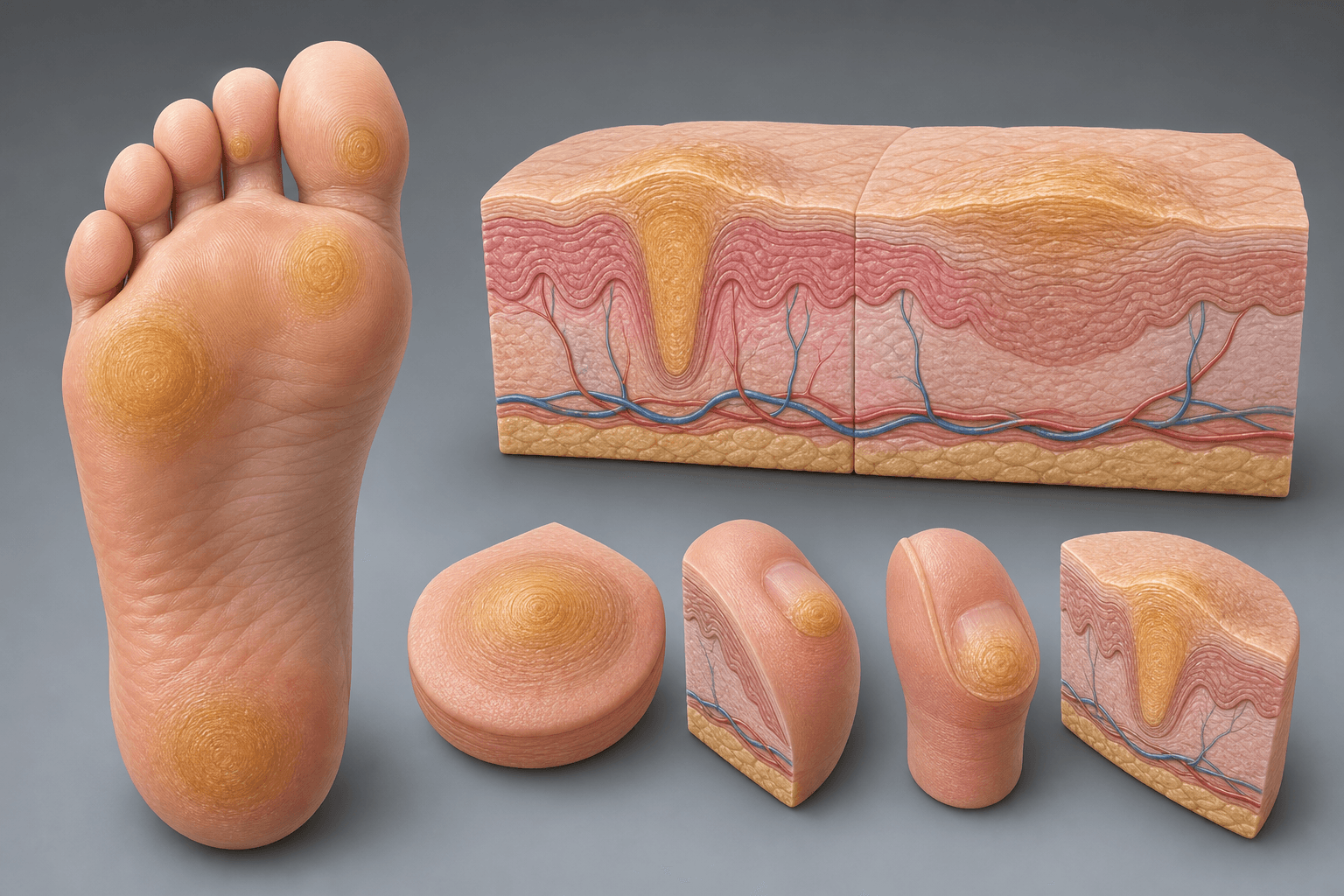 Anatomia bătăturilor și calusurilor — hiperkeratoză plantară