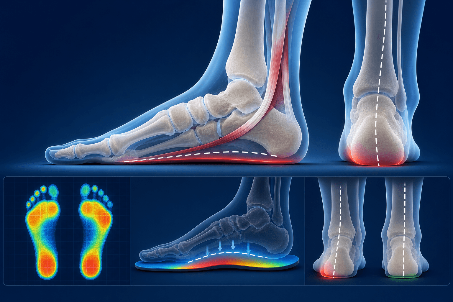Analiza arcului plantar — evaluare picior plat dobândit