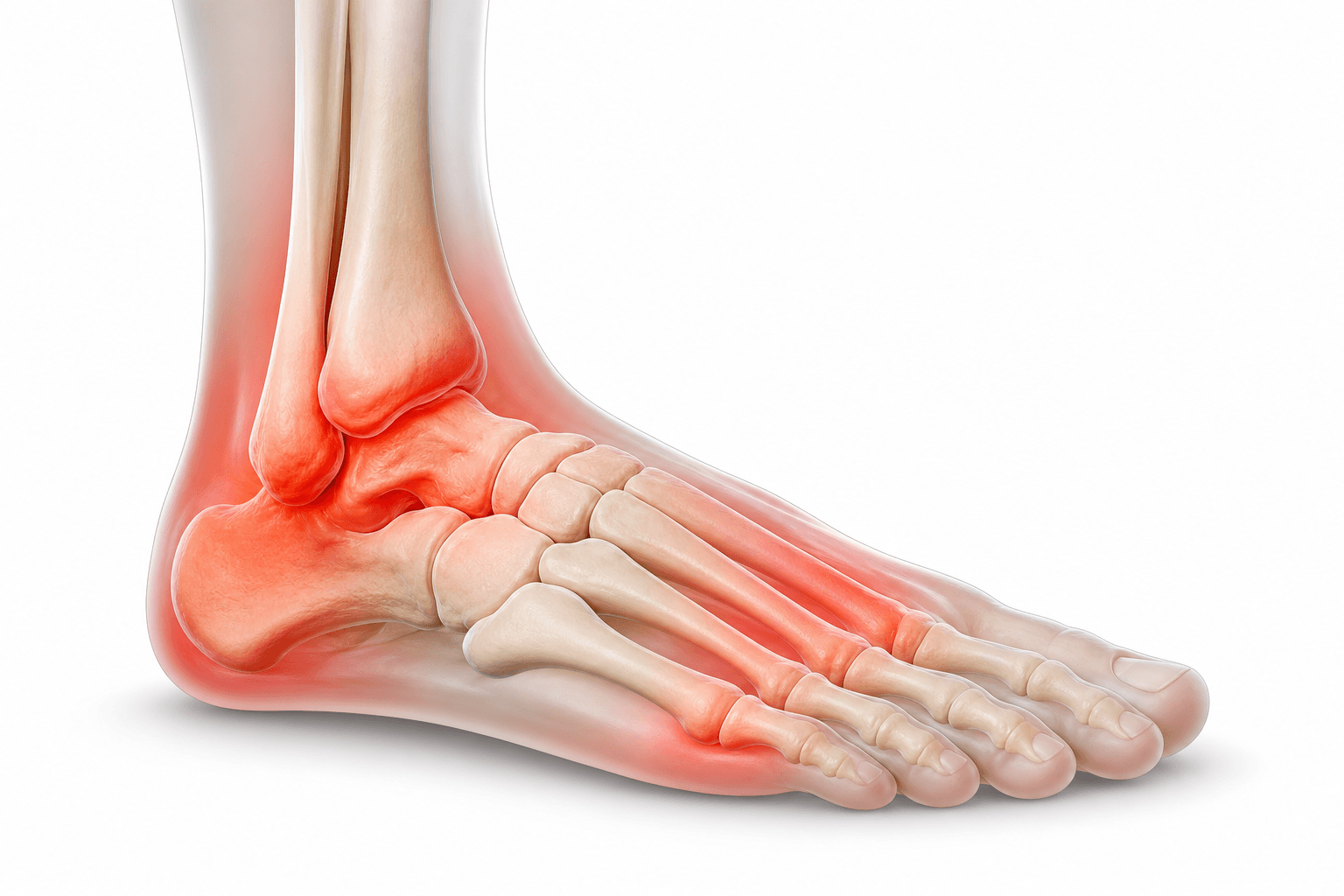 Semnele inflamației acute la nivelul piciorului — roșeață, umflătură, căldură locală