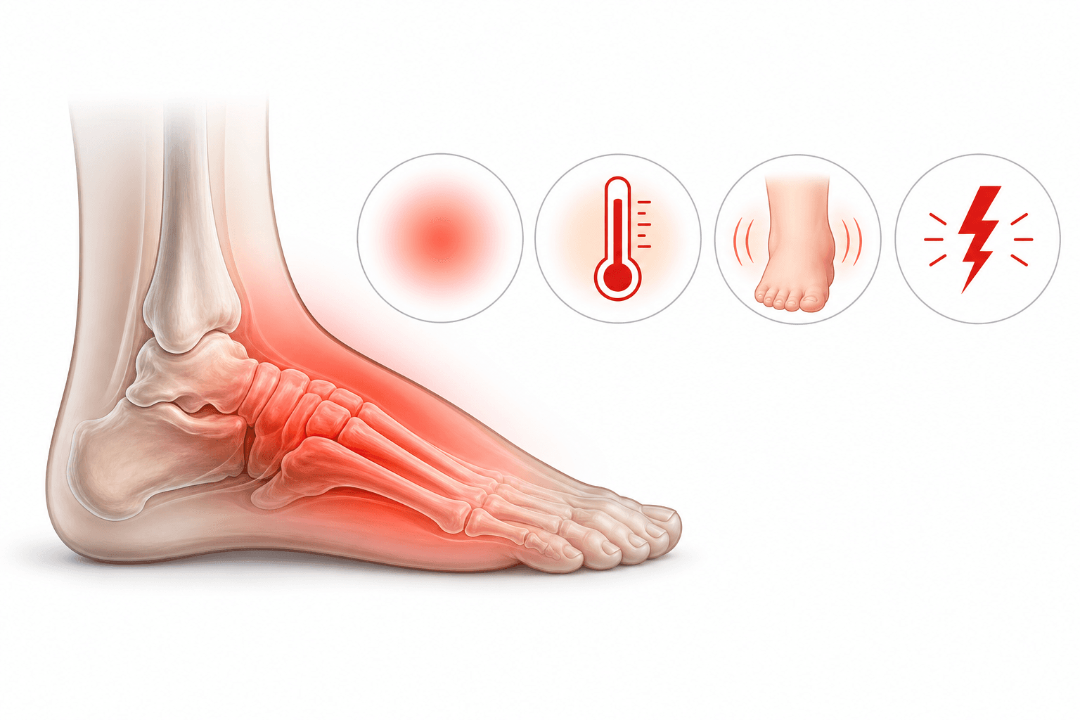 Semnele clinice ale inflamației acute — roșeață, căldură, umflătură, durere