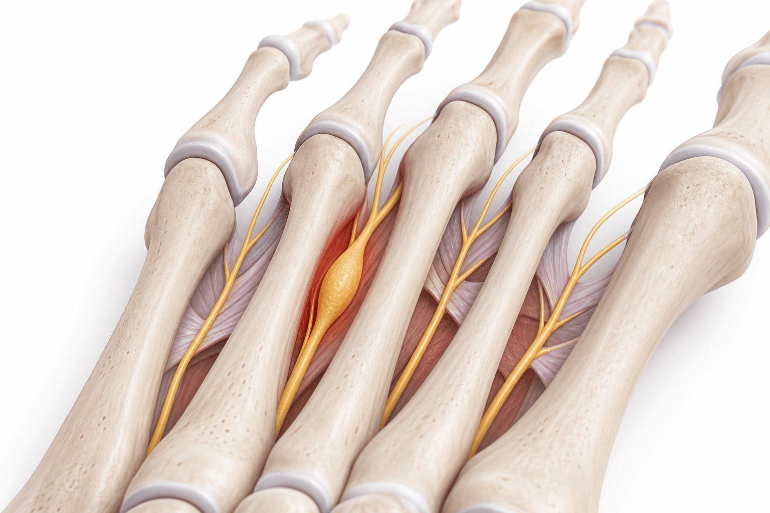 Anatomia neurinomului Morton — nervul digital plantar la nivel metatarsian