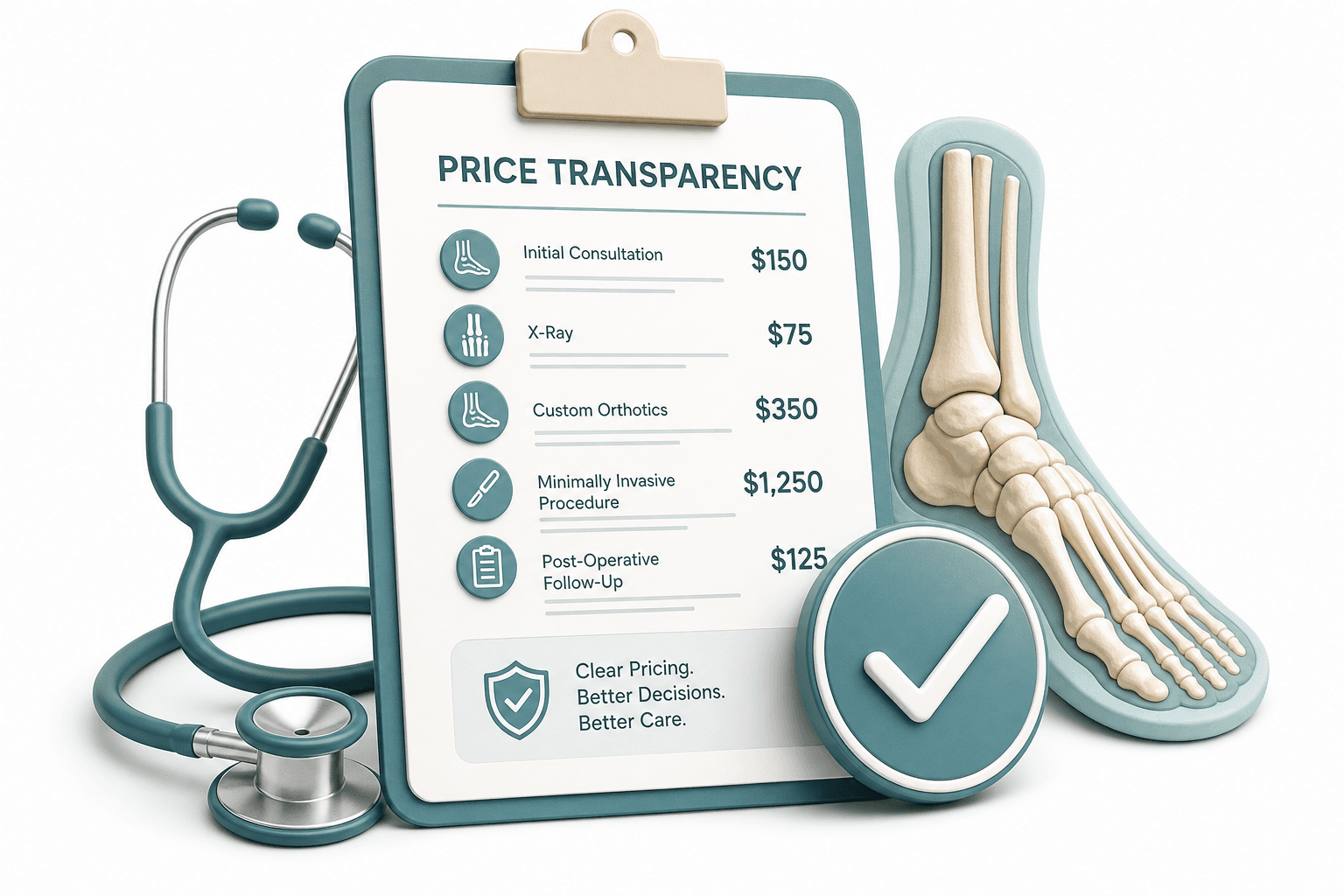 Transparență prețuri — Clinica Picioarelor