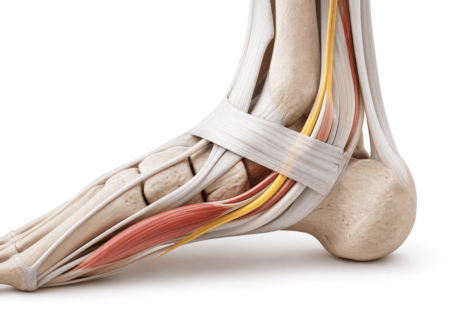 Anatomia tunelului tarsian — nervul tibial posterior sub retinaculul flexorilor